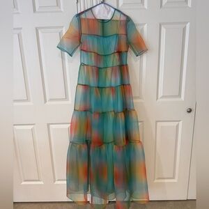 STAUD hyacinth Multicolor Tiered Maxi Dress
